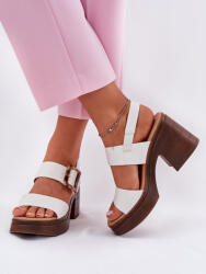 Step in style Sandale cu toc Step in style, Model 213008, Alb