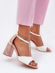 Step in style Sandale cu toc Step in style, Model 213007, Roz
