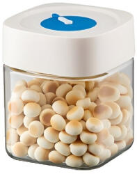 Flippy Borcan din Sticla de Inalta Calitate, Flippy, Capac Ermetic, Uz Casnic, Depozitarea Condimentelor sau a Alimentelor Umede si Uscate, 750 mL, 10x10x12.2 cm, Alb (teo-126599)