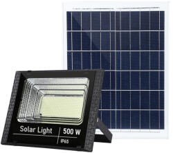 Flippy Proiector LED SMD 500W cu incarcare solara Flippy, panou solar, cu telecomanda, suport prindere, material ABS, 18AH, 400 LED-uri, temperatura culoare 6500k, 32x26x9 cm, negru (teo-124628)