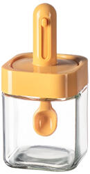 Flippy Recipient pentru Depozitarea Condimentelor, Flippy, Borcan din Sticla, Capac si Lingura Incorporate, Uz Casnic, 300 ml, 7.1x7.1x14.8 cm, Portocaliu (teo-126708) Solnita condimente