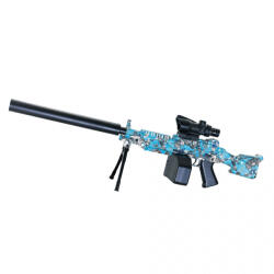 Flippy Mitraliera de jucarie electrica Flippy cu bile de hidrogen de gel, gun bluster, tragere in rafala, varsta peste 6 ani, ochelari de protectie, 5000 de bile incluse, cablu de incarcare, 28x31 cm, ST, al
