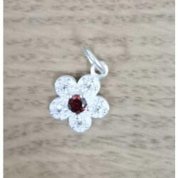 Flippy Pandantiv din Argint 925, Jolie Silver, pentru Dama, Model Floare Cu Pietre de Zirconiu Cubic, 1 x 1 cm, 0.9 g, Argintiu Rosu (teo-125543)
