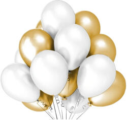 Flippy Set 10 Baloane din Latex Metalizate, Flippy, Model Party, 5x Alb, 5x Nude, 23 cm, 2.2 g (teo-126807)