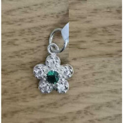 Flippy Pandantiv din Argint 925, Jolie Silver, pentru Dama, Model Floare Cu Pietre de Zirconiu Cubic, 1 x 1 cm, 0.9 g, Argintiu Verde Smarald (teo-125538)