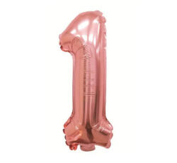 Flippy Balon din Folie Flippy, Cifra 1, 81 cm, Pentru Aer sau Heliu, Roz Auriu (teo-126185)
