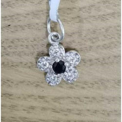Flippy Pandantiv din Argint 925, Jolie Silver, pentru Dama, Model Floare Cu Pietre de Zirconiu Cubic, 1 x 1 cm, 0.9 g, Argintiu Negru (teo-125539)