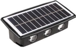 Flippy Lampa solara LED bidirectionala dreptunghiulara pentru perete Flippy, 20.5x10 cm, 6 LED-uri, 5.5V, ABS, 500mAh, rezistent la apa IP65, alb rece (teo-124723)