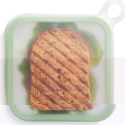 Flippy Caserola pentru sandwich Flippy, din silicon si polipropilena, portabil, usor de curatat, capac anti-scurgere, reutilizabil, 15.5 x 15.5 x 2.5 cm, verde (teo-125175)
