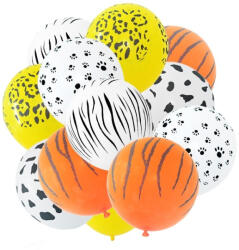 Flippy Set 10 Baloane din Latex, Flippy, Model Party Animal Print, 3x Portocaliu, 3x Galben, 4x Alb, 23 cm, 1.4g (teo-126901)