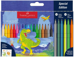 Faber-Castell Carioci Faber-Castell FC554222, 18 + 6 culori, Motiv dinozaur (FC554222)