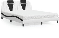 vidaXL fehér és fekete műbőr ágy matraccal 160 x 200 cm (VD3208809)