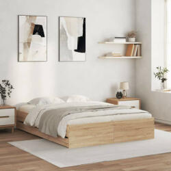 vidaXL sonoma tölgy színű szerelt fa ágykeret fiókokkal 140x200 cm (VD3207275)