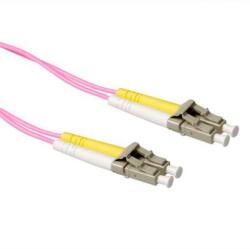 ACT 243929 LSZH Multimode 50/125 OM4 fiber cable duplex with LC connectors 10m Pink, Hálózati kábelek