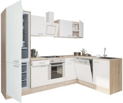 Leziter Yorki 280 sarok konyhablokk sonoma tölgy korpusz, selyemfényű fehér front alsó sütős elemmel alulagyasztós hűtős szekrénnyel (LS280STFH-SUT-AF)