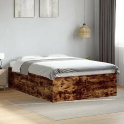vidaXL füstös tölgy színű szerelt fa ágykeret 140 x 200 cm (VD3280927)