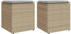 vidaXL 2 db bézs polyrattan kerti szék párnával 40x40x43 cm (VD4104042)