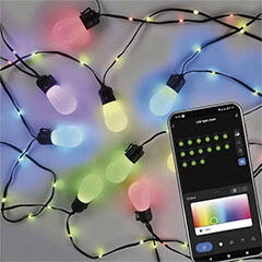 EMOS GoSmart Party LED fényfüzér, kültéri - (15 m/15 db izzó) RGBIC, Wifi vezérléssel (ZIW17FR)