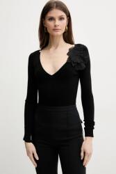 Elisabetta Franchi pulóver selyemkeverékből könnyű, női, fekete, MK56B51E2 - fekete 36
