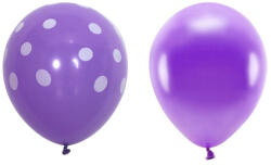Flippy Set 10 Baloane din Latex, Flippy, Model Party cu Buline si Simple, 30 cm, Mov, 2.8 g (teo-130906)