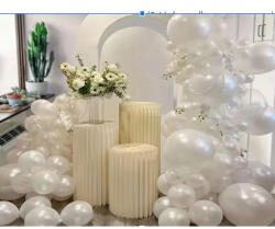Flippy Baloane din Latex pentru Arcada, Flippy, Set din 120 baloane, Model Party, Botez, Pai transparent si adeziv inclus in cutie, 23 cm, Alb (teo-130987)