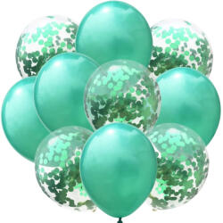Flippy Set 10 Baloane din Latex, Flippy, Model Party Confetti, 5 x Confetti, 5 x Turcoaz, 25 cm, 2.2g (teo-130341)