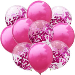 Flippy Set 10 Baloane din Latex, Flippy, Model Party Confetti, 5 x Confetti, 5 x Roz, 25 cm, 2.2g (teo-130346)