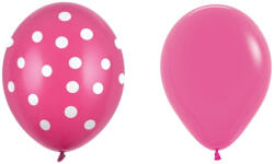 Flippy Set 10 Baloane din Latex, Flippy, Model Party cu Buline si Simple, 30 cm, Fucsia, 2.8 g (teo-130907)