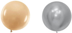 Flippy Set 2 Baloane din Latex, Flippy, Model Party Jumbo, 90 cm, Auriu Argintiu, 35 g (teo-130923)
