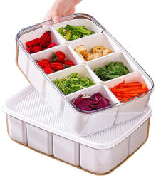 Flippy Cutie pentru Depozitare Alimente, Flippy, 8 Compartimente cu Capac, Material PET+PP, 29 x 20 x 9 cm, Alb Transparent (teo-131434)