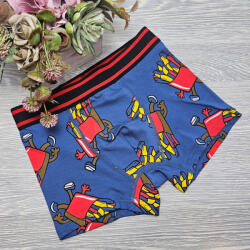 Aura Via Fiú boxer hamburger és sültkrumpli mintás Acélkék, 12-13 év 92666