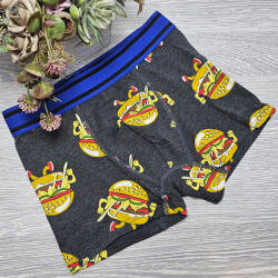 Aura Via Fiú boxer hamburger és sültkrumpli mintás Szürke, 10-11 év 92673