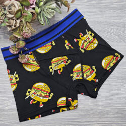 Aura Via Fiú boxer hamburger és sültkrumpli mintás Fekete, 10-11 év 92669