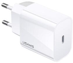 USAMS Încărcător de rețea USAMS T34 Priză Type-C (20W, încărcător rapid PD) FEHÉR CC118_W (CC118_W)