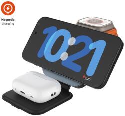 FIXED Încărcător wireless FIXED MagFlex, încărcare simultană pentru 3 dispozitive, suport MagSafe, gri (FIXMFLE-AL-GR)