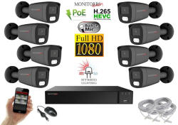 Monitorrs Security - Hybrid Light IP kamerarendszer 8 kamerával 2 Mpix GT - 6214K8