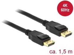 Delock 120728 Displayport 1.2 male > Displayport male 4K 60 Hz 1, 5m Cable Black, Kábel
