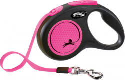 flexi New Neon kutyapóráz csévélő szalagos fekete/pink S 5m