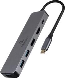 Gembird USB Type-C 3-in-1 multi-port adapter (Hub + HDMI + PD) szürke (A-CM-COMBO3-03)