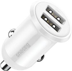 Baseus CCALLP-02 mini - szivartöltő fej, 2XUSB, 4, 8A - fehér - tokgalaxis