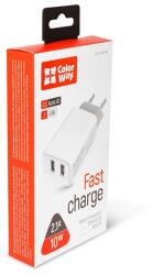 ColorWay Adaptor încărcător USB COLORWAY, 2USB AUTO ID 2.1A (10W) alb (CW-CHS015-WT) (CW-CHS015-WT)