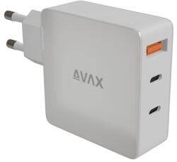 AVAX CHG AVAX CH921W PRIME 140W GaN încărcător de rețea rapid 2x Tip C (PD 3.1)+USB A 30W, alb (AVAX CH921W)