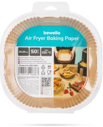 Bewello Air fryer sütőpapír olaj nélküli sütőhöz négyzet 20cm 50 db /csomag BW1020A (BW1020A)