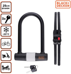 Black & Decker Kerékpár U-lakat ⌀14mmx25cm, 1400g, 3 kulcs