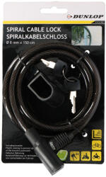 Dunlop kerékpár kábelzár, 8mm x 150 cm, 2 kulcs, vázra rögzíthető (DBKF-XEH25256375)