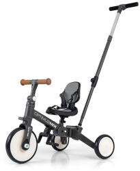 Milly Mally Gyerek háromkerekű bicikli 5az1-ben Milly Mally Optimus Max tolókarral dark grey - pindurka