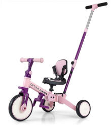 Milly Mally Gyerek háromkerekű bicikli 5az1-ben Milly Mally Optimus Max tolókarral pink - pindurka