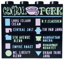 LEGO® Alkatrészek (Pick a Brick) Fekete 1 x 4 x 3 panel, CENTRAL PERK Coffee Menu mintával 6286146 (6286146)