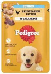 PEDIGREE Junior tasak 100g teljes értékű nedves eledel kölyökkutyáknak, csirkehúsban gazdag darabok rizzsel, zselében