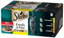 Sheba Fresh Fine MEGAPACK tasakok 50x50 g nedves macskaeledel mártásban, csirkével, baromfival, pulykával